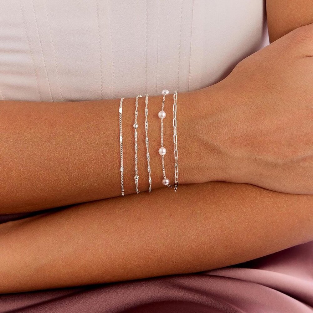 Gold Bracelets For Women, 14k Dainty Gold Plated Stackable Bracelets For Women T View 2